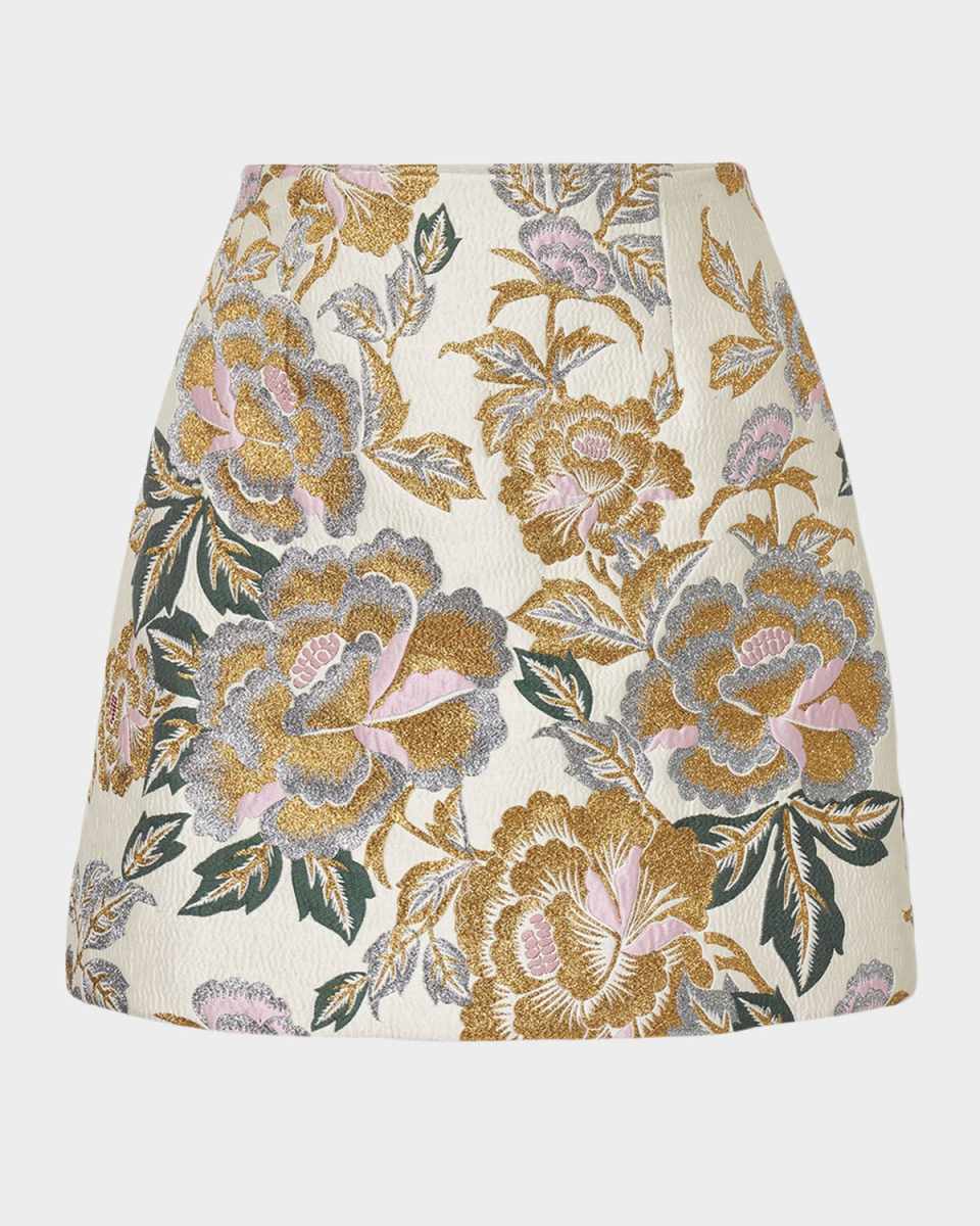 Floral Jacquard Mini Skirt